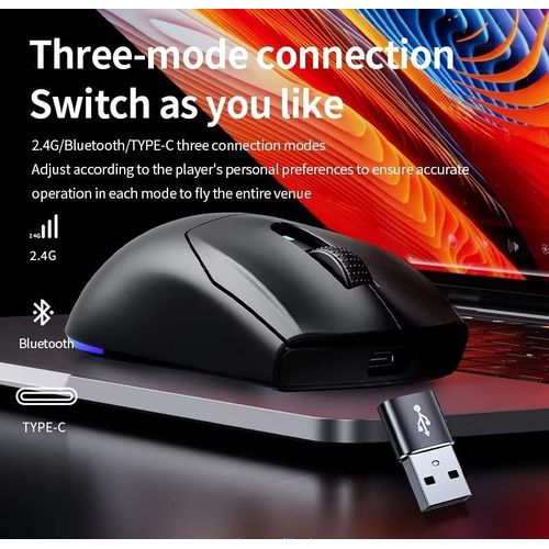 Souris Gamer Sans Fil Ultra-Légère, Ergonomique et RGB Personnalisable