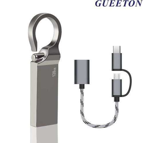 GUEETON 128 GB Metal Usb Flash Drive Adapter Cable 2 In 1 Set