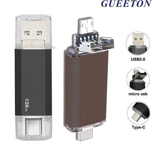GUEETON Clé USB - OTG 128 Go Micro USB Type C 3 en 1